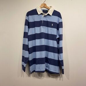 Polo Ralph Lauren The Iconic Rugby Shirt in Blue Multi Stripe  Size XL